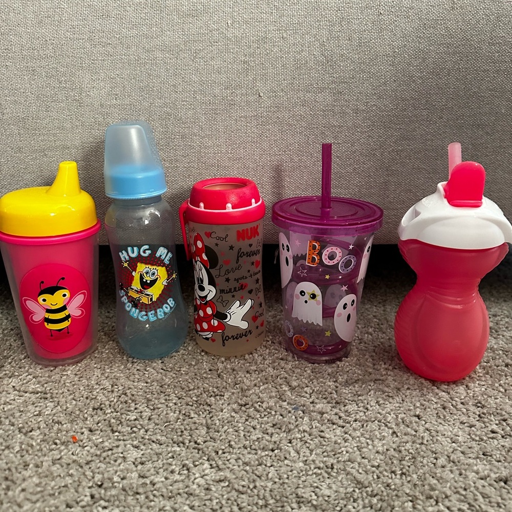 Colorful Kids' Sippy and Straw Cups Set